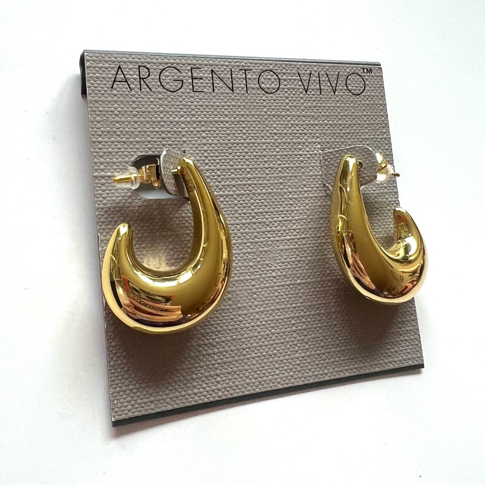 Nordstrom Argento Vivo Shiny Gold Earrings plated gold half hoop
